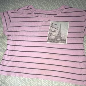 Purple striped crop tee